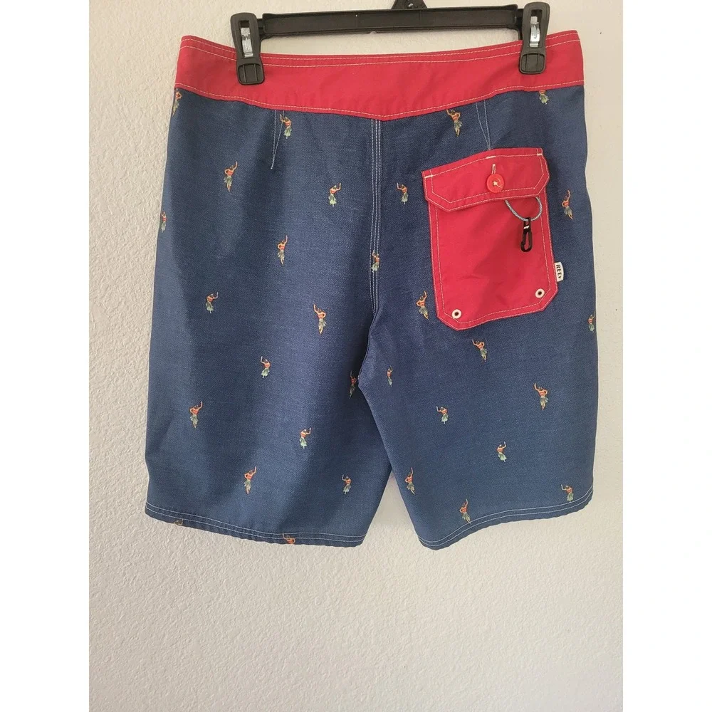 REEF‎ Men's Boardshorts Size 30 To Trip On Blue Hula Dancer Swim Trunks #5